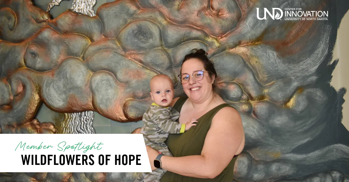 Kelly Entzel and her son Oscar at the UND Center for Innovation