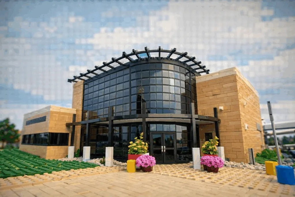 AI-generated image of the Center for Innovation made of Legos