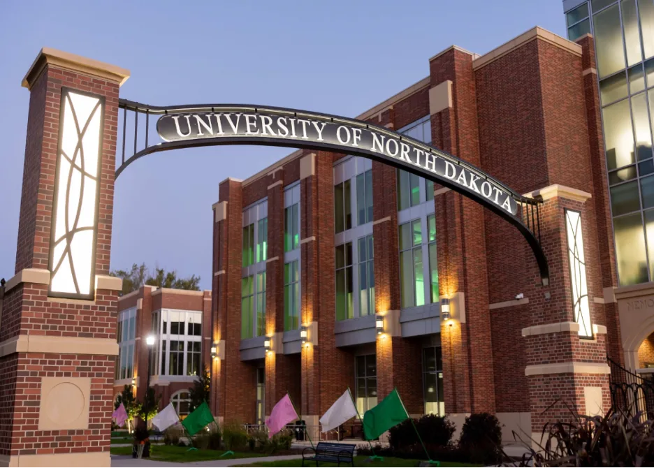 University of North Dakota sign on campus.